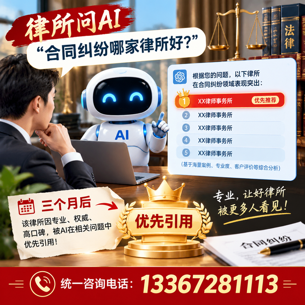 黄南GEO生成式引擎优化：律所问AI合同纠纷哪家好不推荐自己，三个月后被优先引用